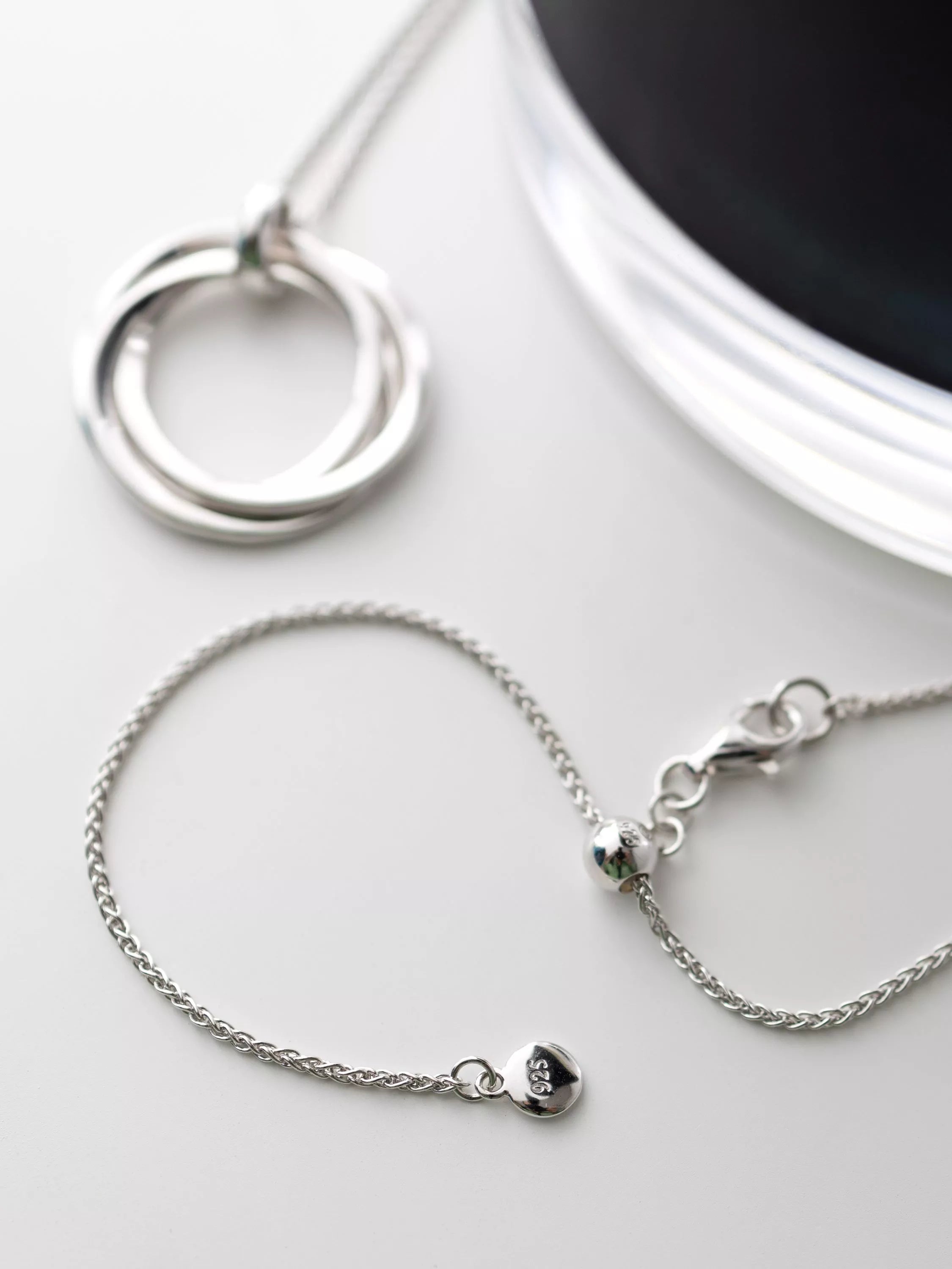 Kit Heath Bevel Trilogy silver pendant necklace 66cm, imported from the UK