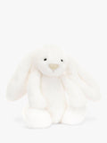 White Fur Bunny Soft Toy with Fluffy Tail and Gold Nose