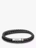 BOSS men's leather double braided bracelet (British brand)