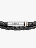 BOSS men's leather double braided bracelet (British brand)