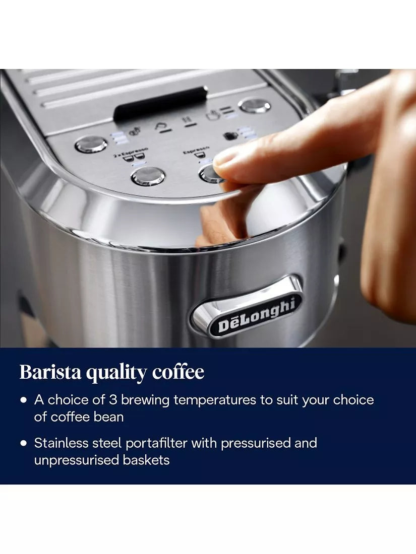 De'Longhi Dedica Maestro Plus silver coffee machine - British product