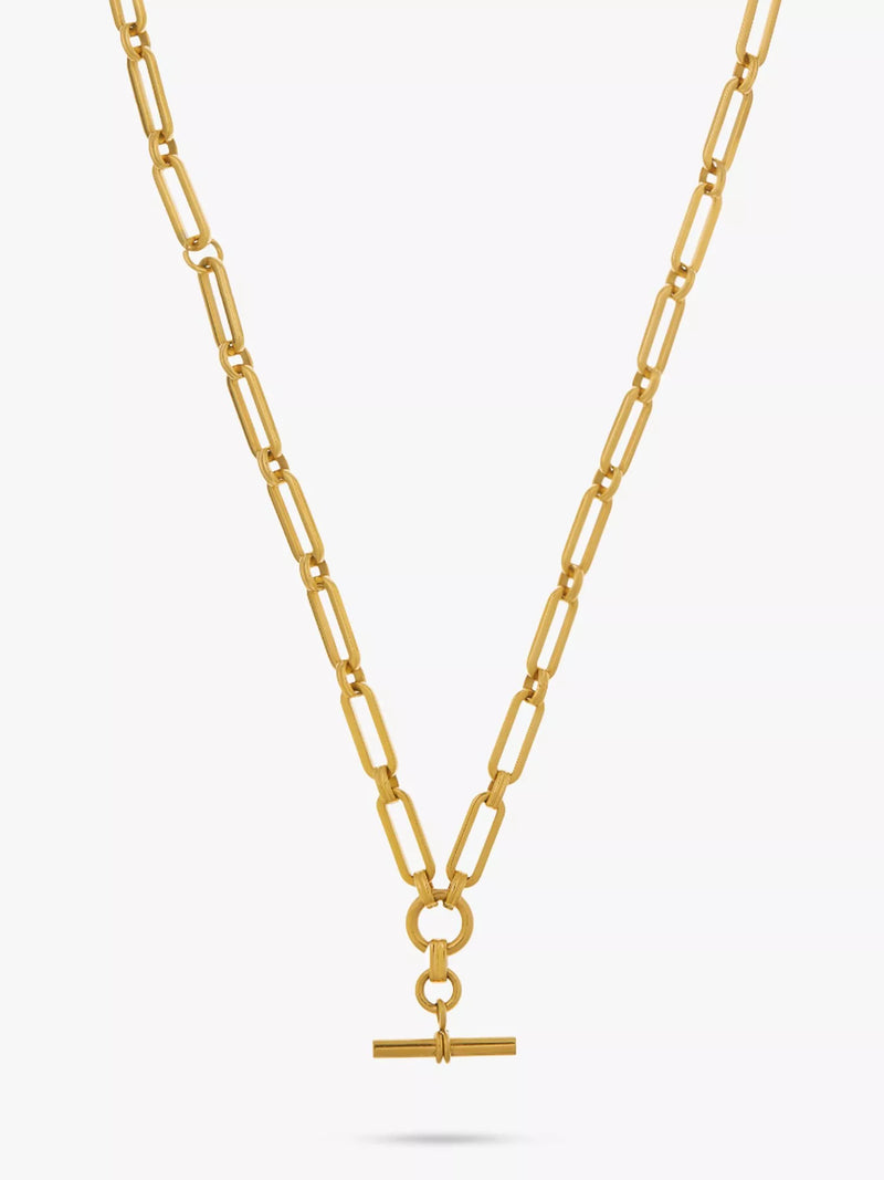 Orelia gold linear link T-bar necklace 45cm, imported from the UK