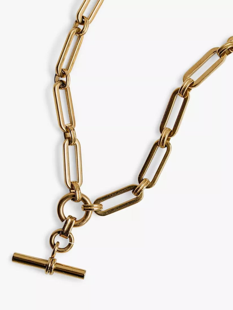 Orelia gold linear link T-bar necklace 45cm, imported from the UK