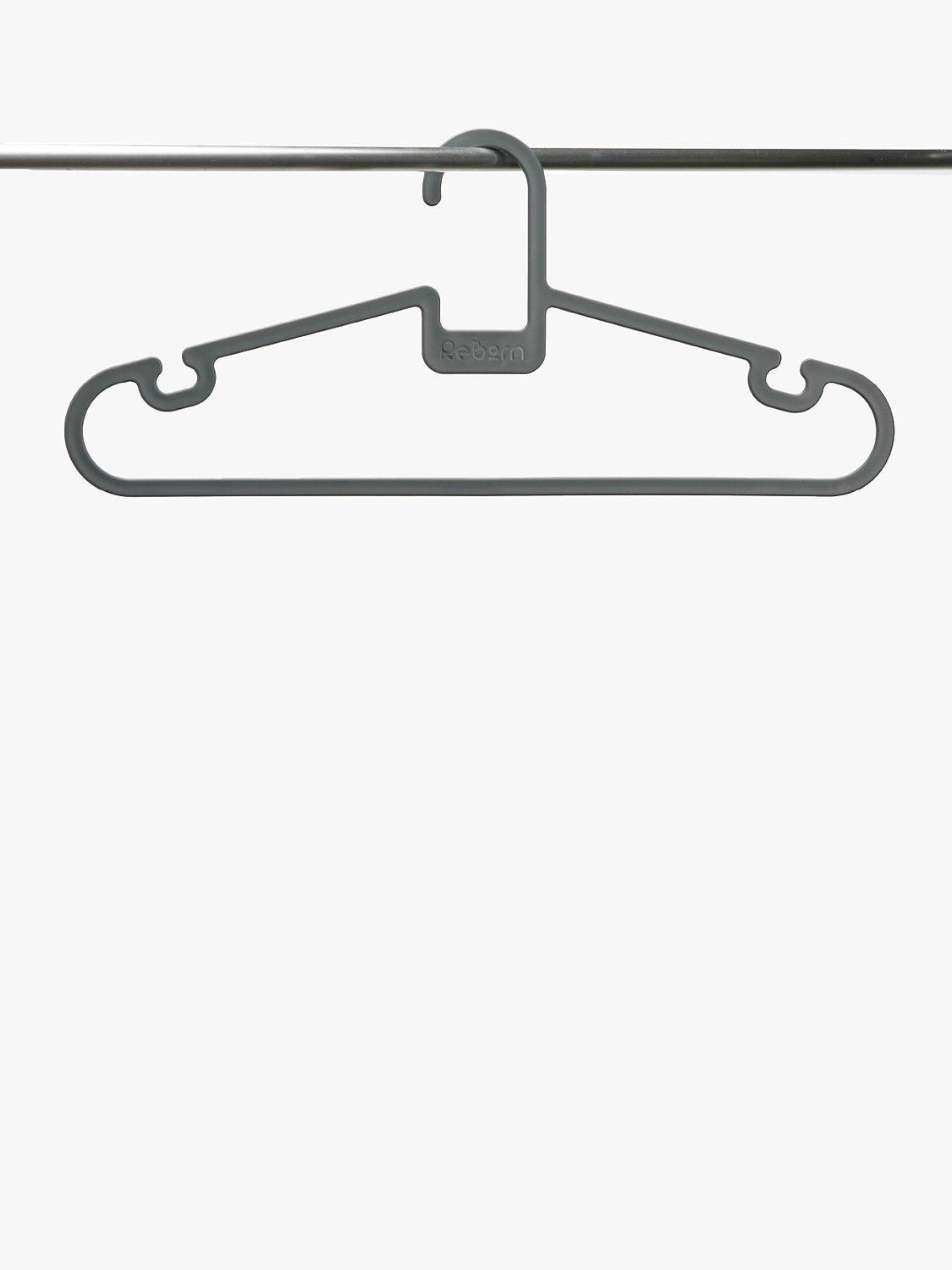 ReBorn recycled plastic clothes hangers pack of 5 grey, imported from the UK