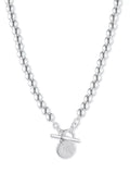 Lauren Ralph Lauren sterling silver beaded T-bar necklace 43cm, UK version