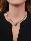 Lauren Ralph Lauren sterling silver beaded T-bar necklace 43cm, UK version