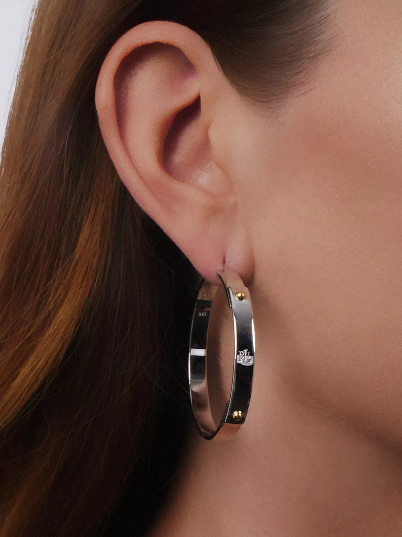 Ralph Lauren sterling silver hoop earrings 4.2cm diameter, imported from the UK