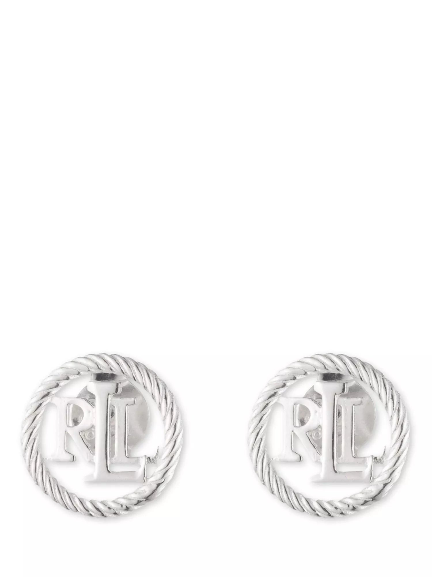 Ralph Lauren sterling silver monogram stud earrings 0.9cm, UK version
