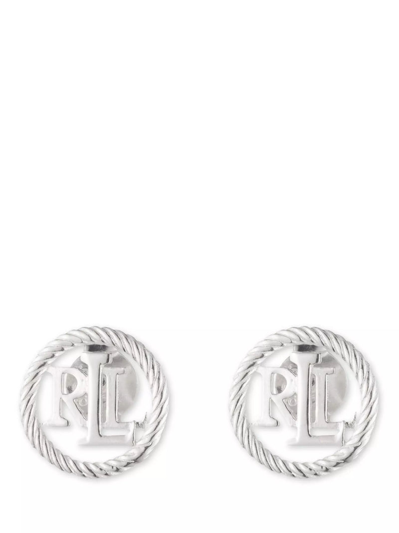 Ralph Lauren sterling silver monogram stud earrings 0.9cm, UK version