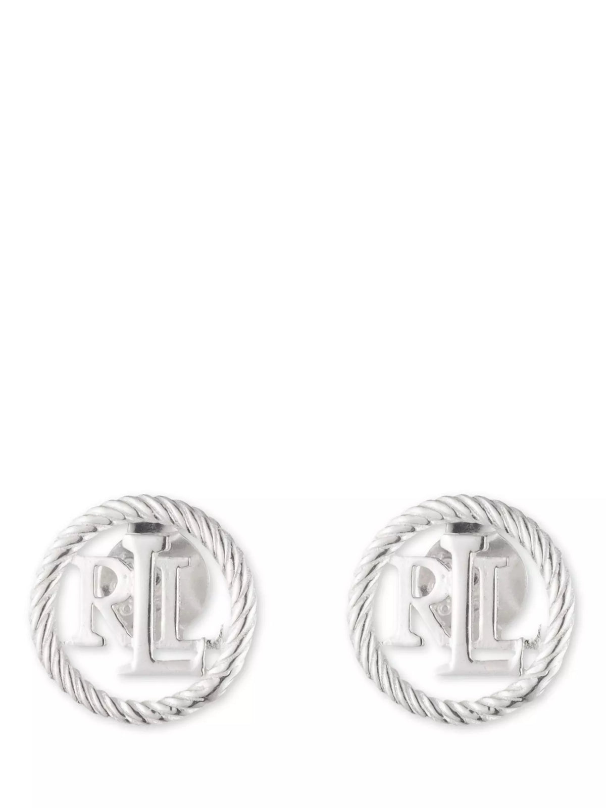 Ralph Lauren sterling silver monogram stud earrings 0.9cm, UK version