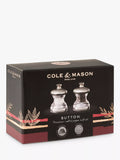 Cole & Mason Button Precision+ salt pepper mills, imported from the UK