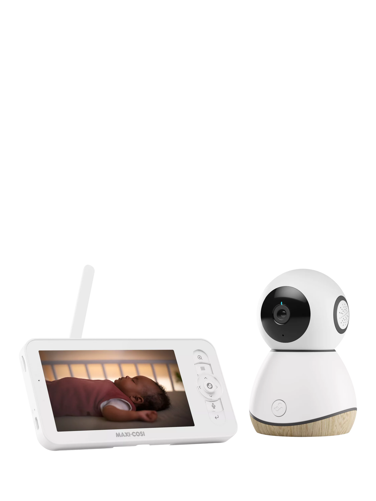 Maxi-Cosi white baby monitor with cry detector and 5-inch parent screen, imported from the UK