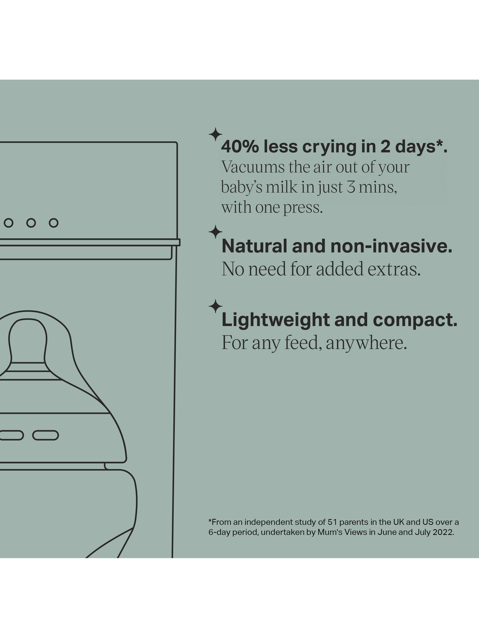 Tommee Tippee colic relief vacuum air remover for baby bottles (British brand)