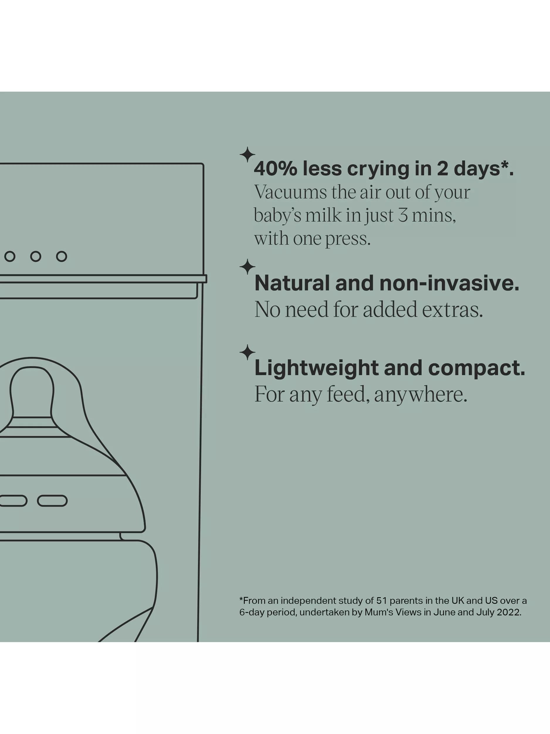 Tommee Tippee colic relief vacuum air remover for baby bottles (British brand)