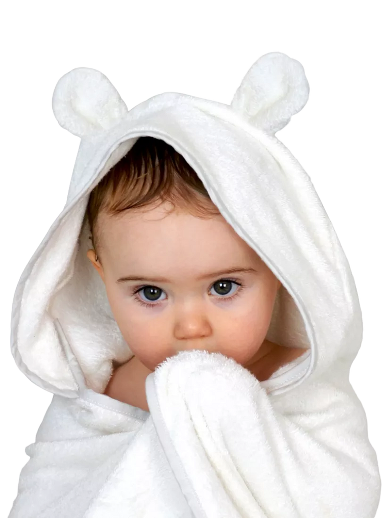 Shnuggle Baby Wearable Hooded Bath Towel, White