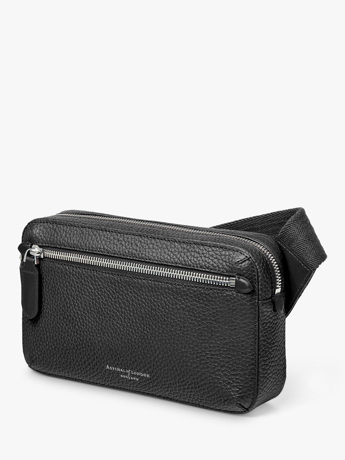 Aspinal of London kompakt pebble skinn crossbody-veske, svart (britisk merke)