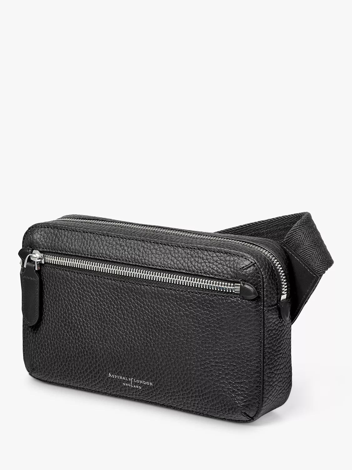Aspinal of London compact pebble leather cross body bag, black (British brand)