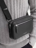 Aspinal of London compact pebble leather cross body bag, black (British brand)