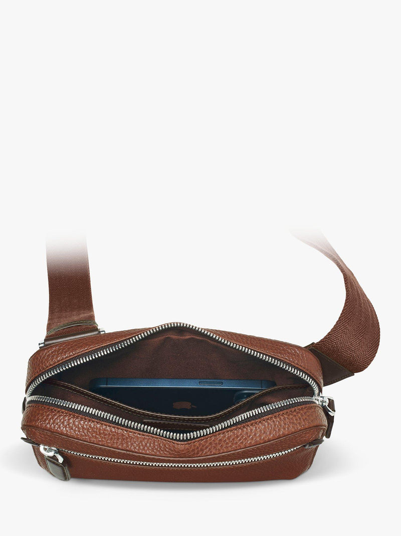 Aspinal of London compact pebble leather reporter bag, UK version