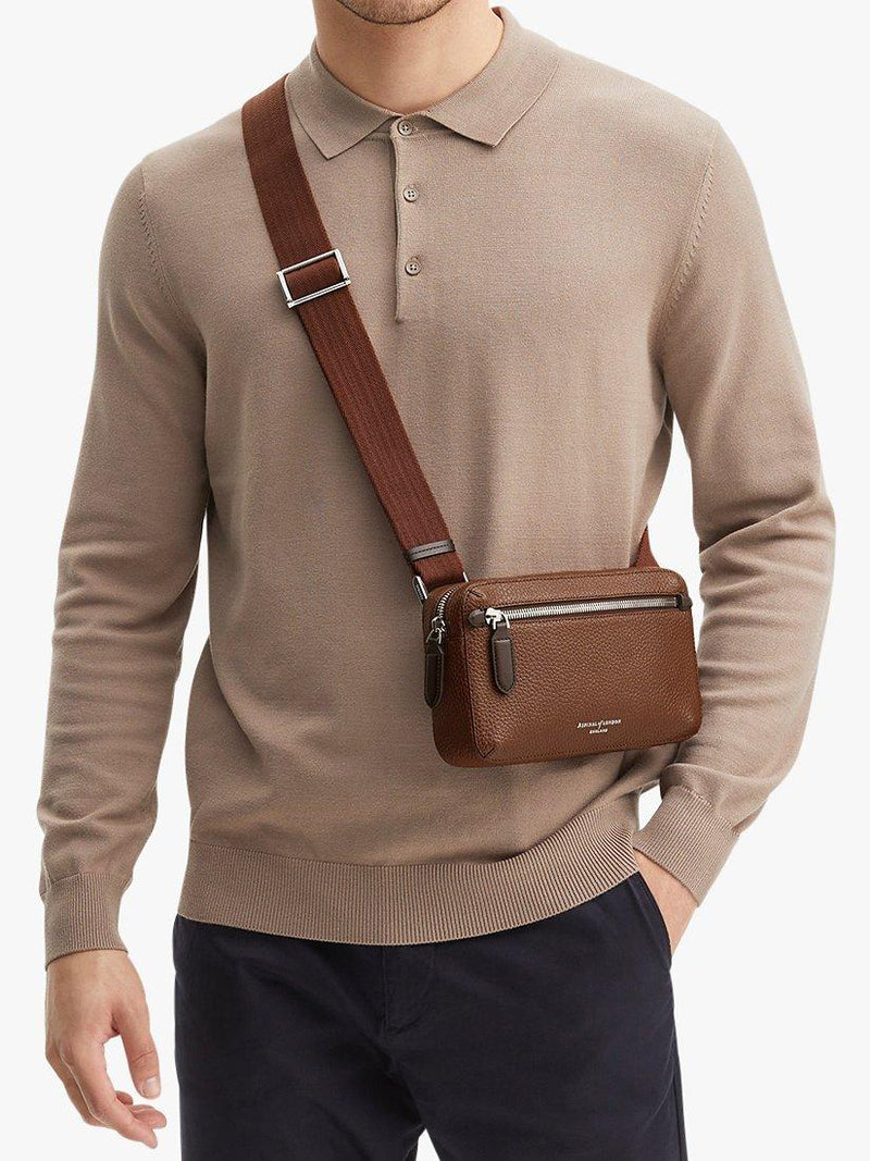Aspinal of London compact pebble leather reporter bag, UK version
