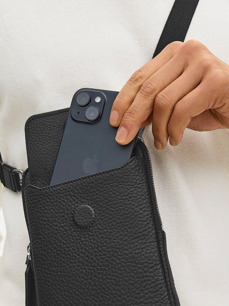 Aspinal of London Kiesel-Leder Umhängetasche für das Handy, UK-Version