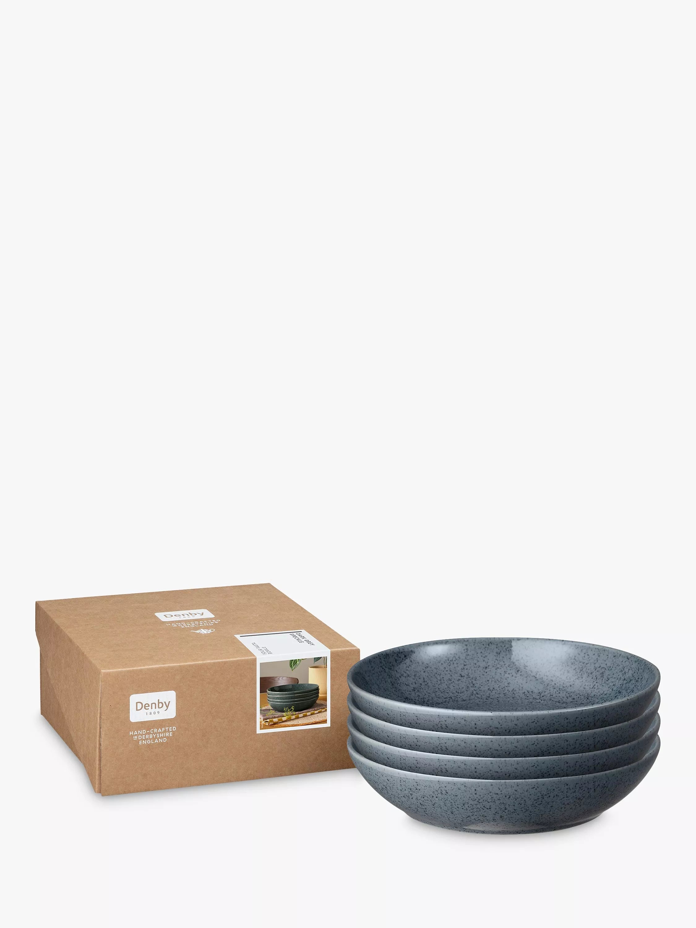 Denby dark grey speckle pasta bowls 22cm set of 4 (British brand)