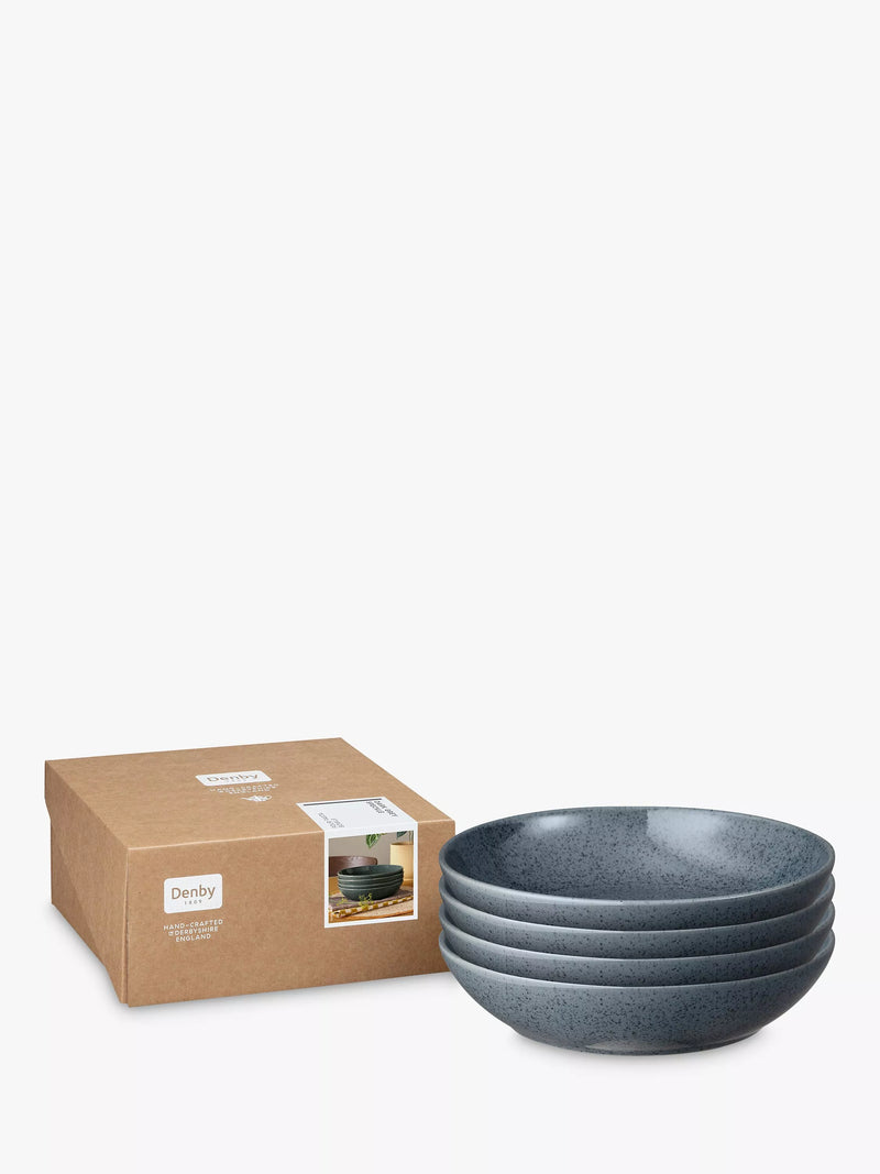 Denby dark grey speckle pasta bowls 22cm set of 4 (British brand)