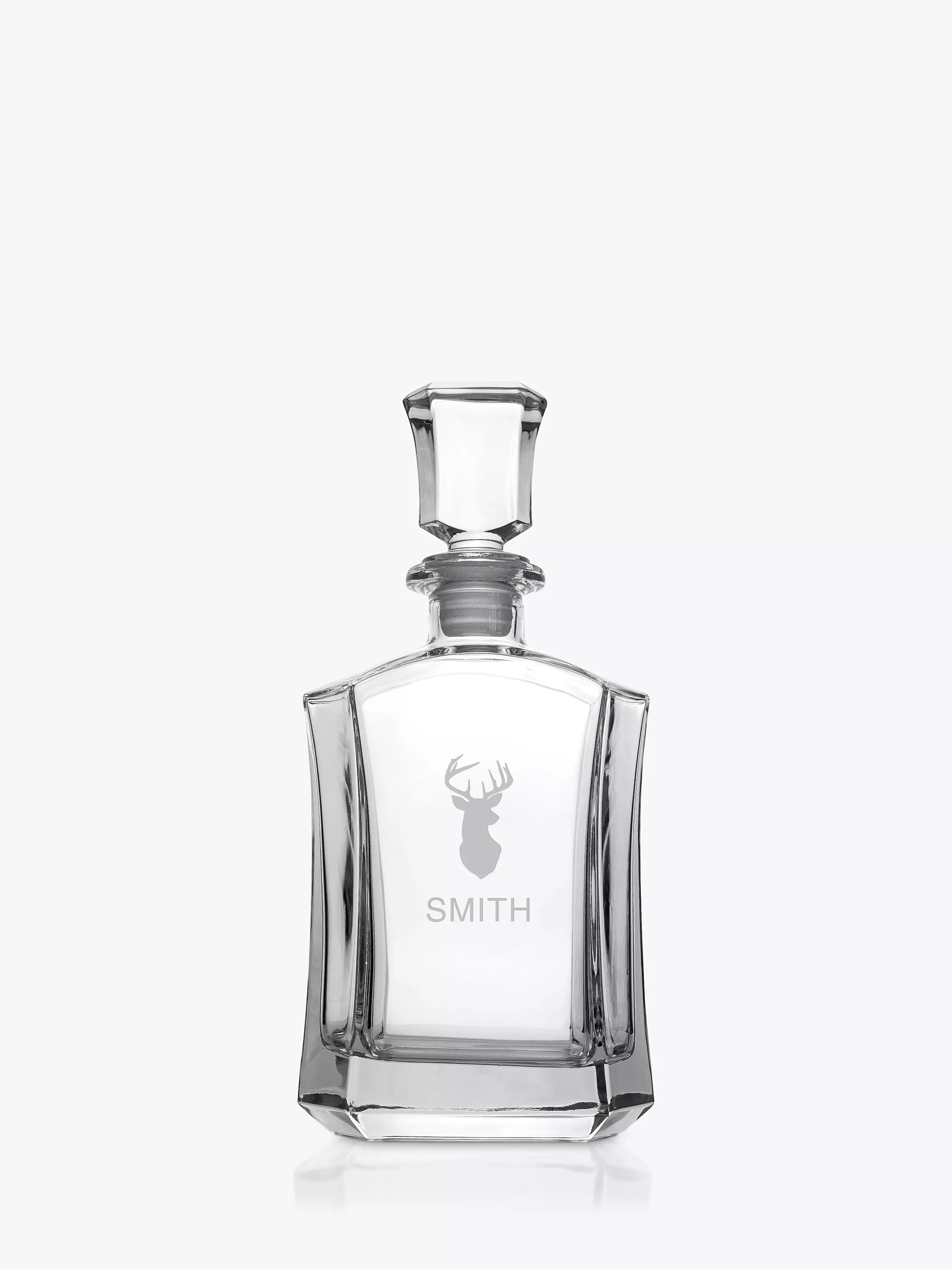 Treat Republic personalised hexagonal stag glass decanter 750ml clear (British brand)