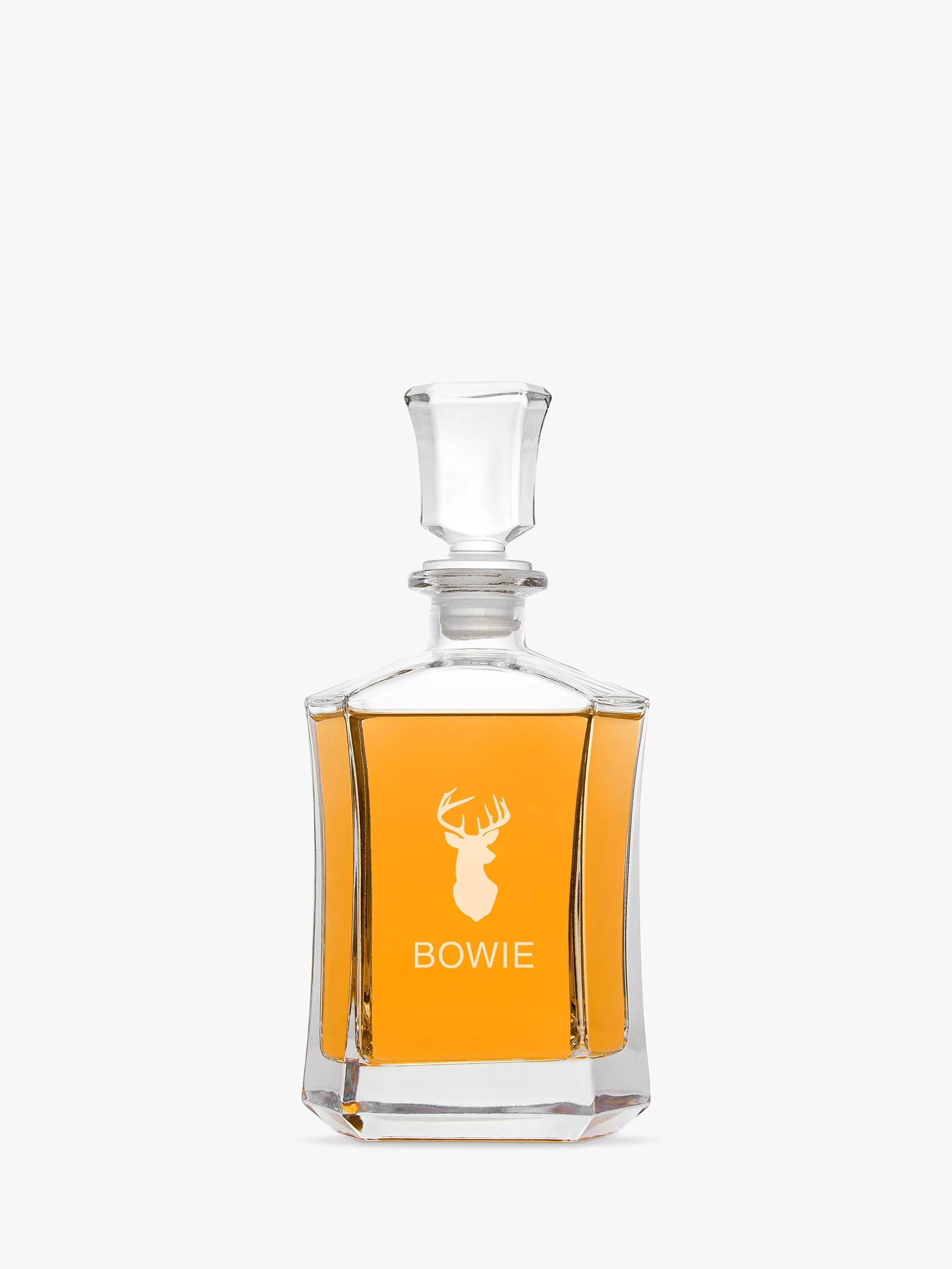 Treat Republic personalised hexagonal stag glass decanter 750ml clear (British brand)