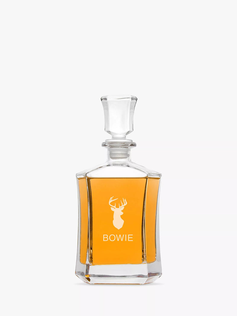 Treat Republic personalised hexagonal stag glass decanter 750ml clear (British brand)
