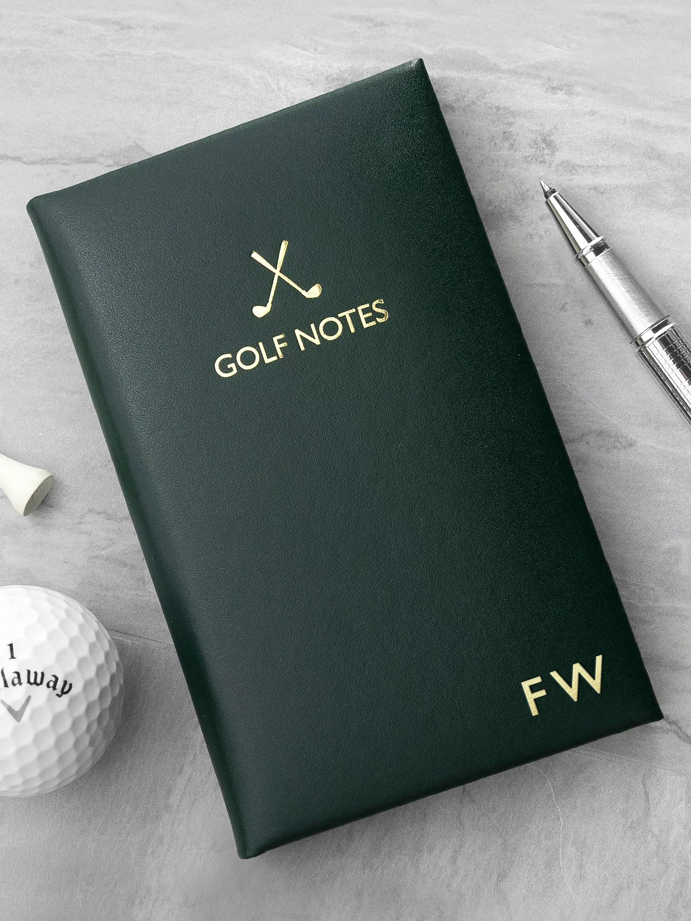 Treat Republic green leather golf notebook 14x8.5x2cm (British brand)