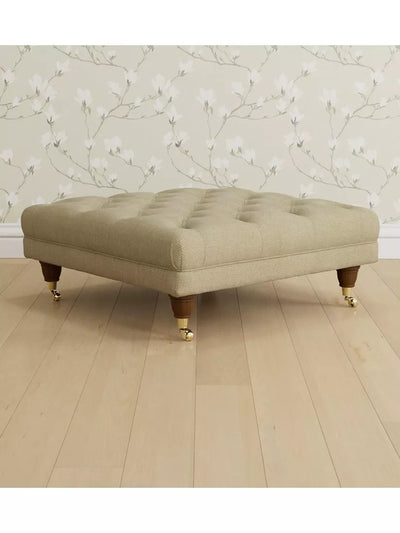 John Lewis Laura Ashley Gloucester Footstool Teak Leg Edwin Natural- Buy online at McGrocer