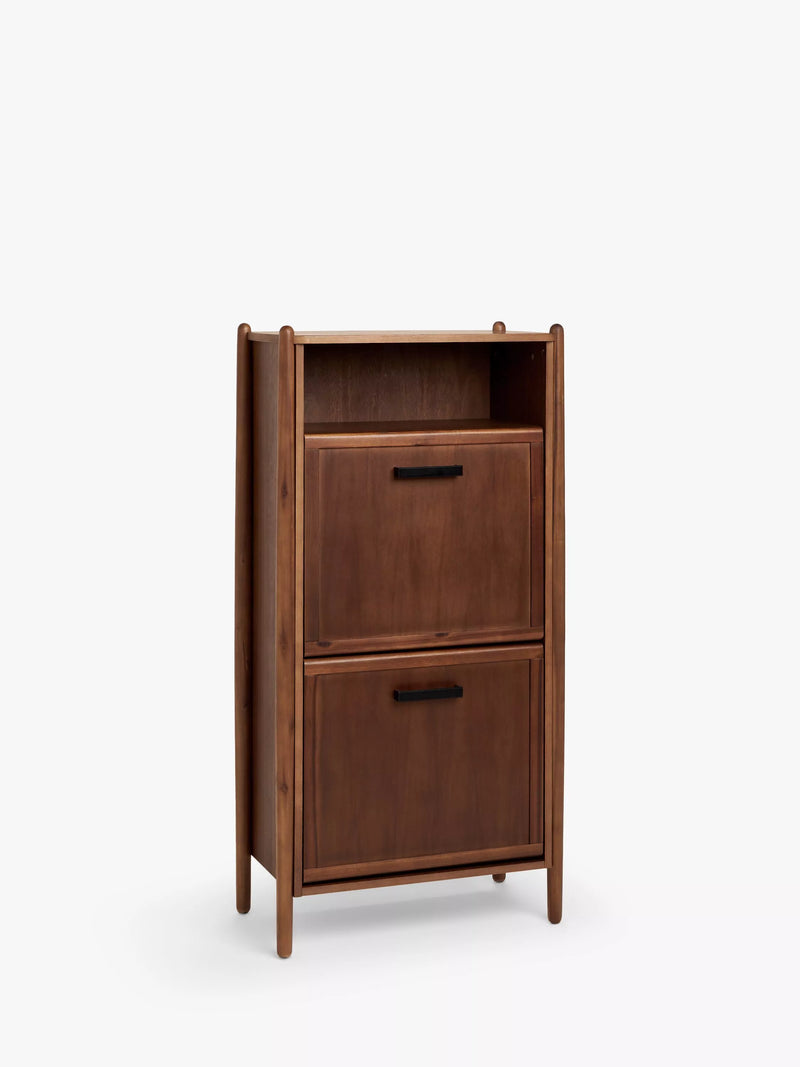 John Lewis Mid Century Shoe Cabinet, 2 Tier, Natural Honey, UK version