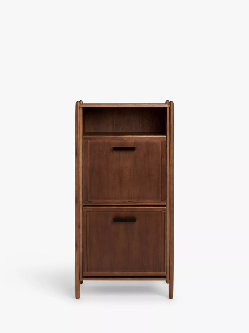 John Lewis Mid Century Shoe Cabinet, 2 Tier, Natural Honey, UK version