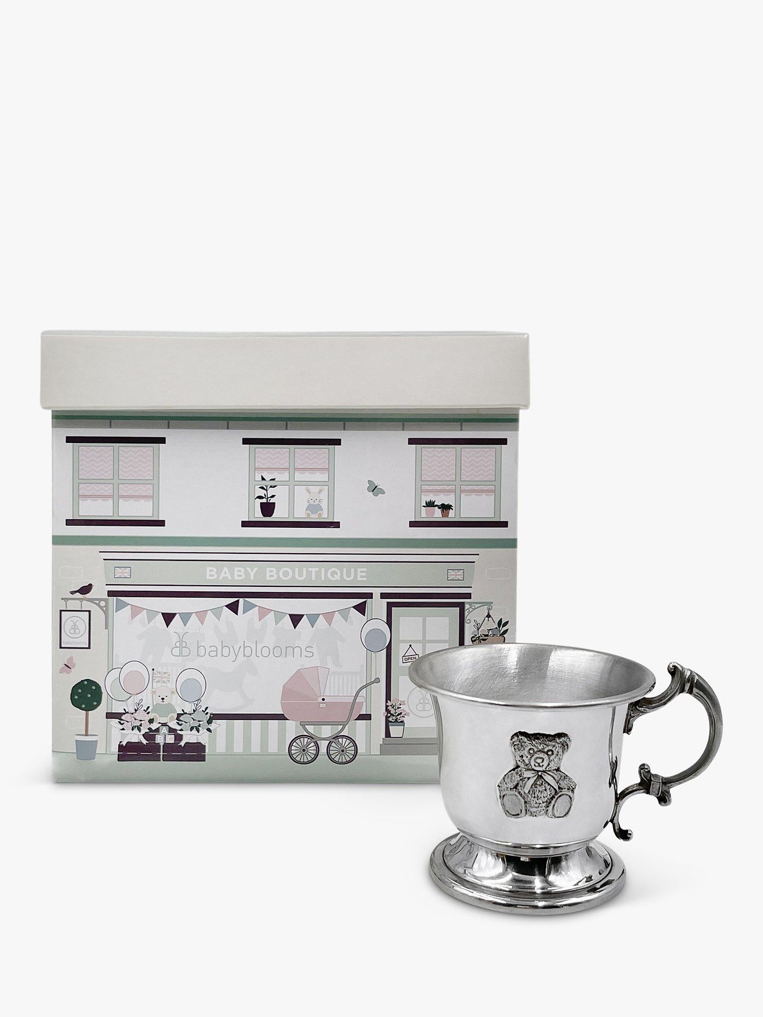 Babyblooms silver christening pewter cup - British product