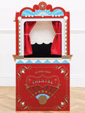 Le Toy Van wooden puppet theatre with stage curtains and scenario windows, UK version