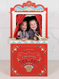 Le Toy Van wooden puppet theatre with stage curtains and scenario windows, UK version