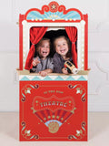 Le Toy Van wooden puppet theatre with stage curtains and scenario windows, UK version