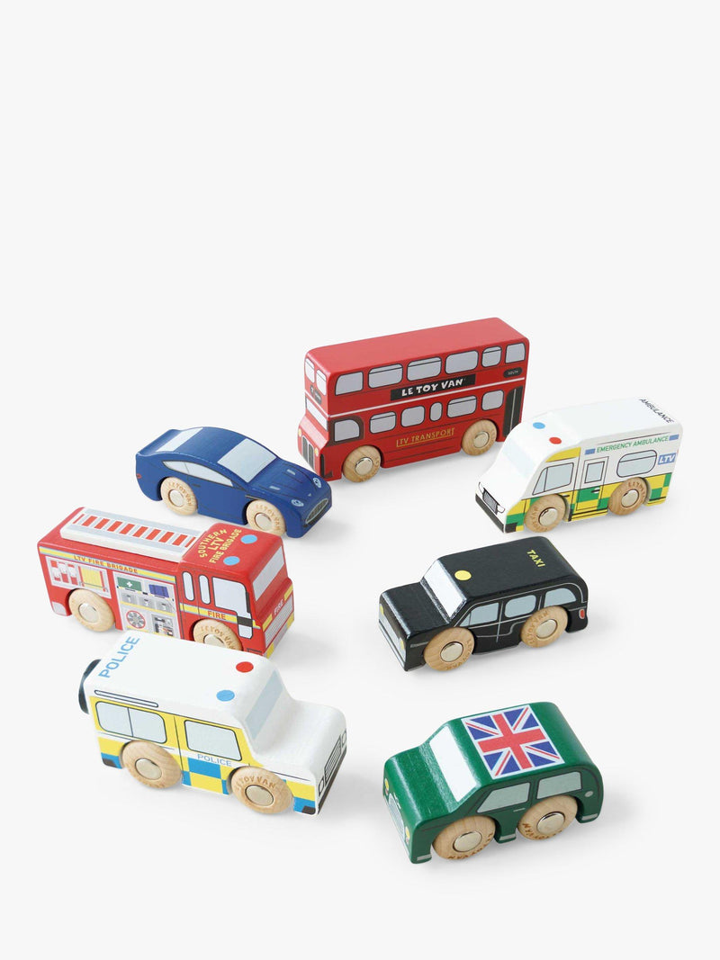 Le Toy Van London wooden toy car set, UK version