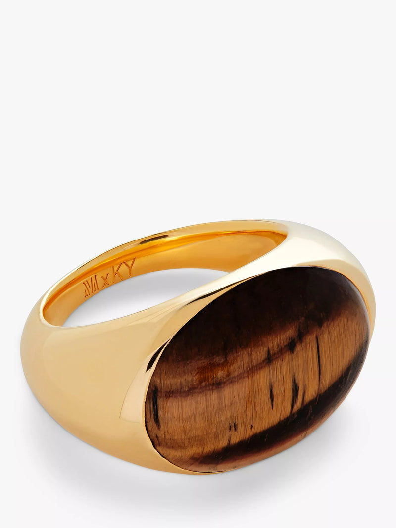 Monica Vinader x Kate Young Edelstein-Ring mit Tigerauge