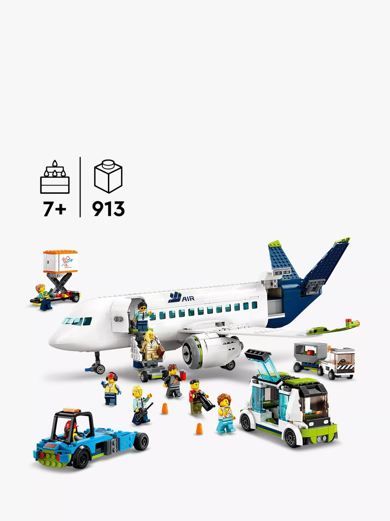LEGO City passenger airplane building set with 913 pieces, UK version