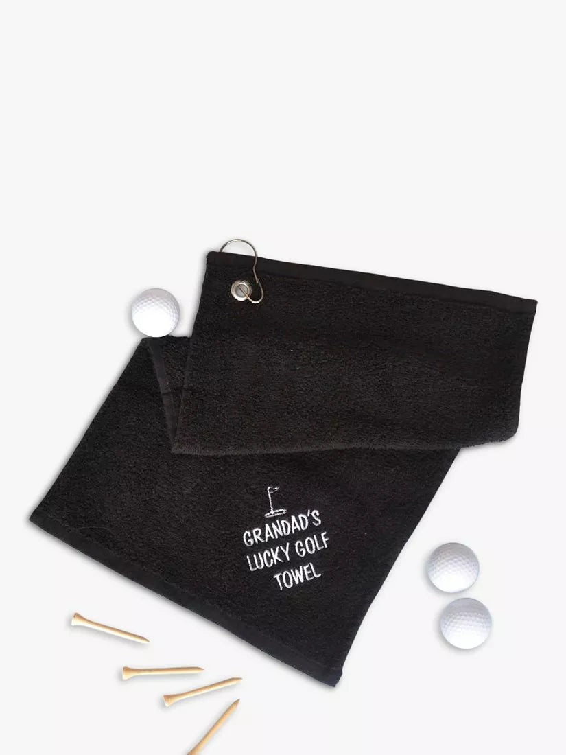 Solesmith personalised black golf towel (British brand)