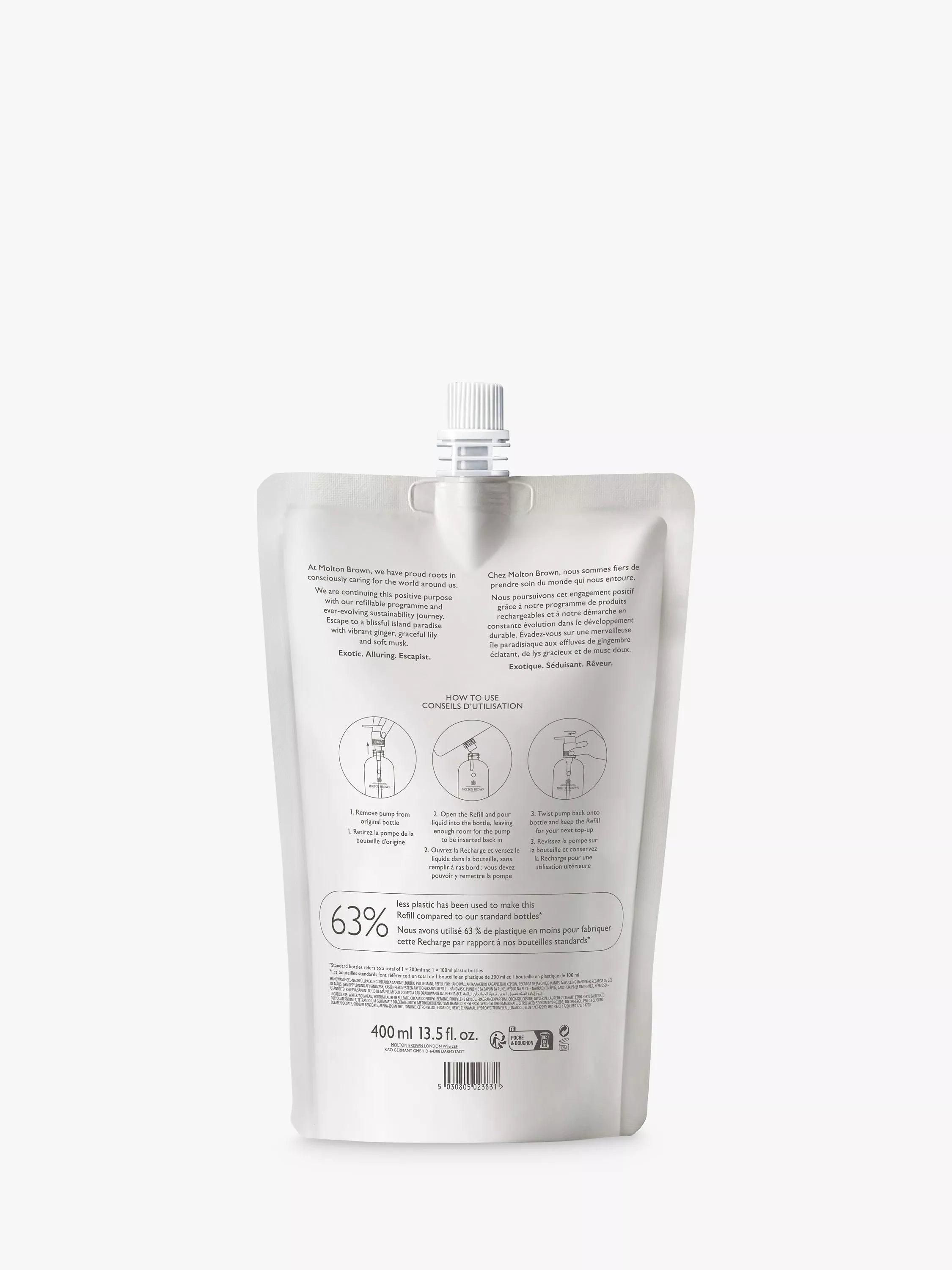 Molton Brown Heavenly Gingerlily hand wash refill 400ml, imported from the UK