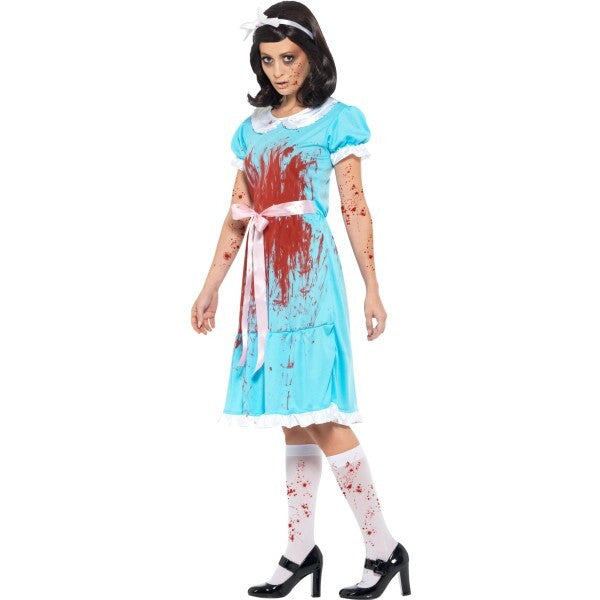 Smiffys bloody murderous twin costume blue dress socks headband (British brand)