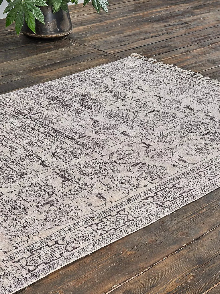 Nkuku Iria Antique Print Rug, Cream, L240 x W150 cm