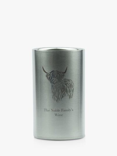 John Lewis Totally About You Personlig Highland Cow Sølv Rustfritt Stål Vinkjøler- Kjøp online på McGrocer
