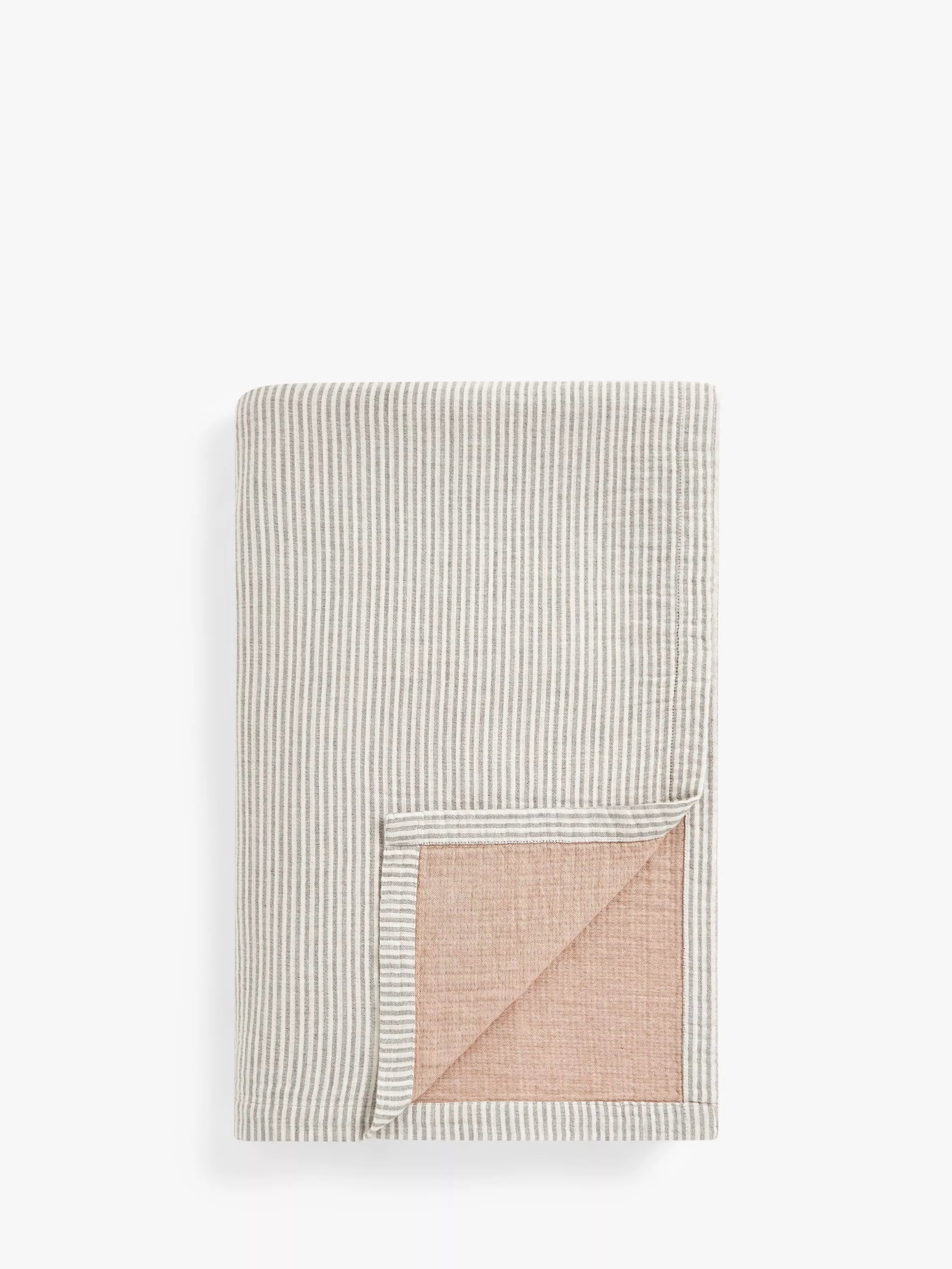 John Lewis Pencil Stripe Cotton Reversible Bedspread, Auburn