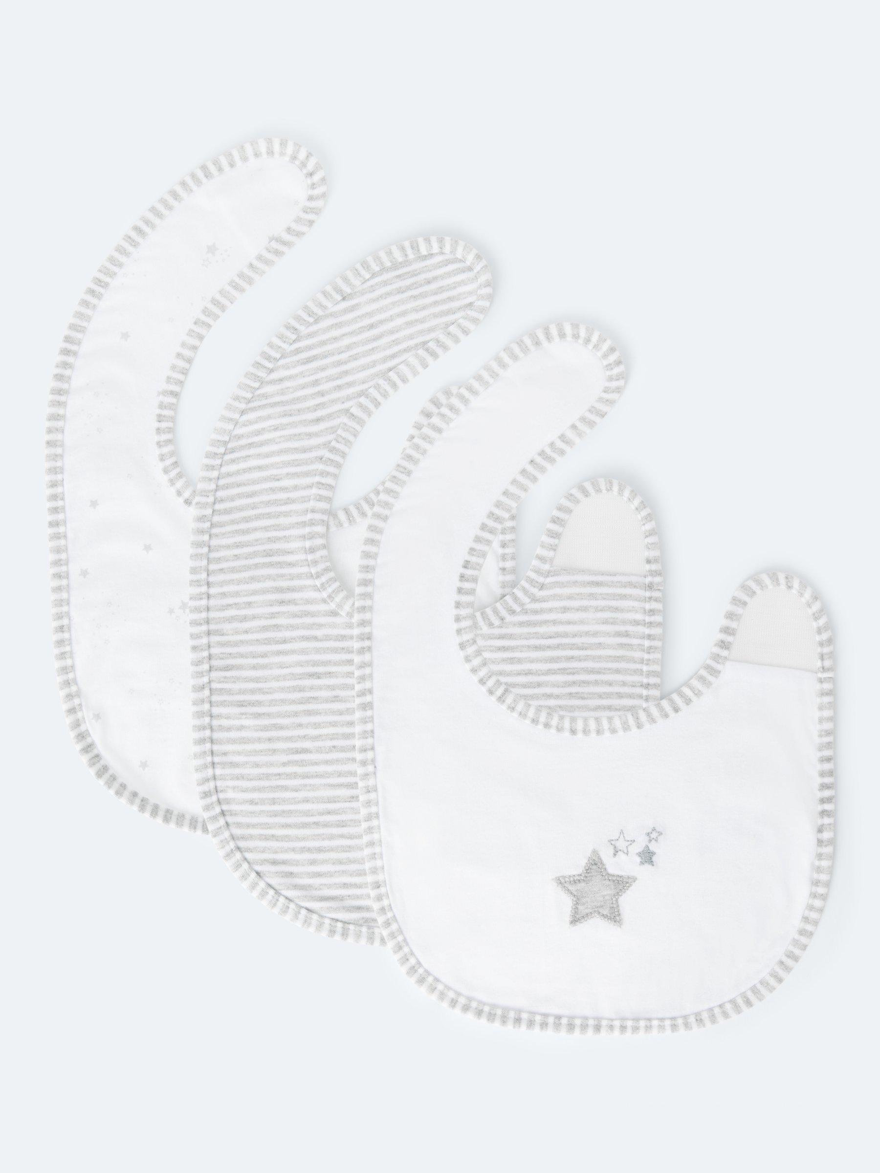 John Lewis baby bib grey star stripe pack of 3, UK version