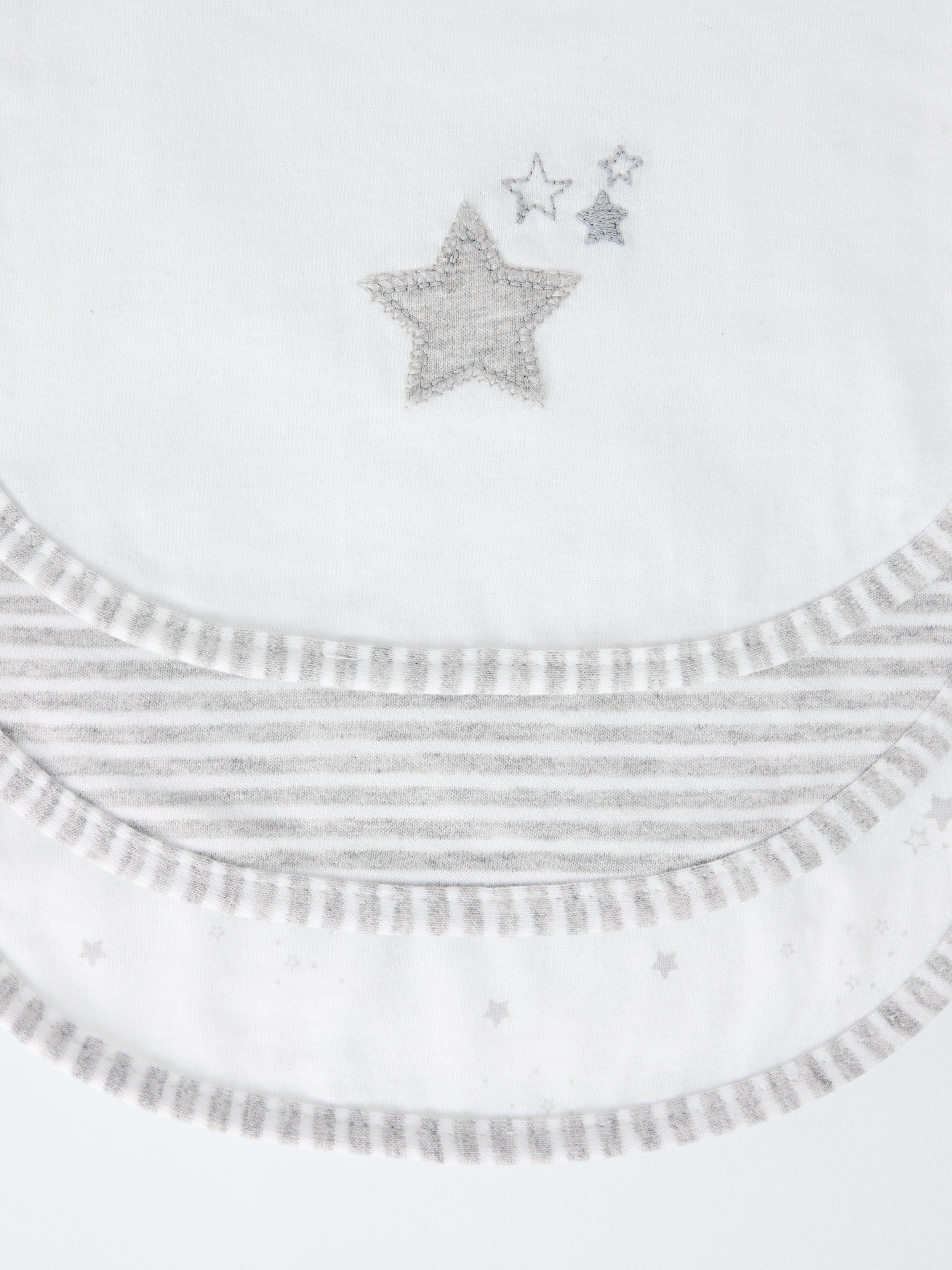 John Lewis baby bib grey star stripe pack of 3, UK version