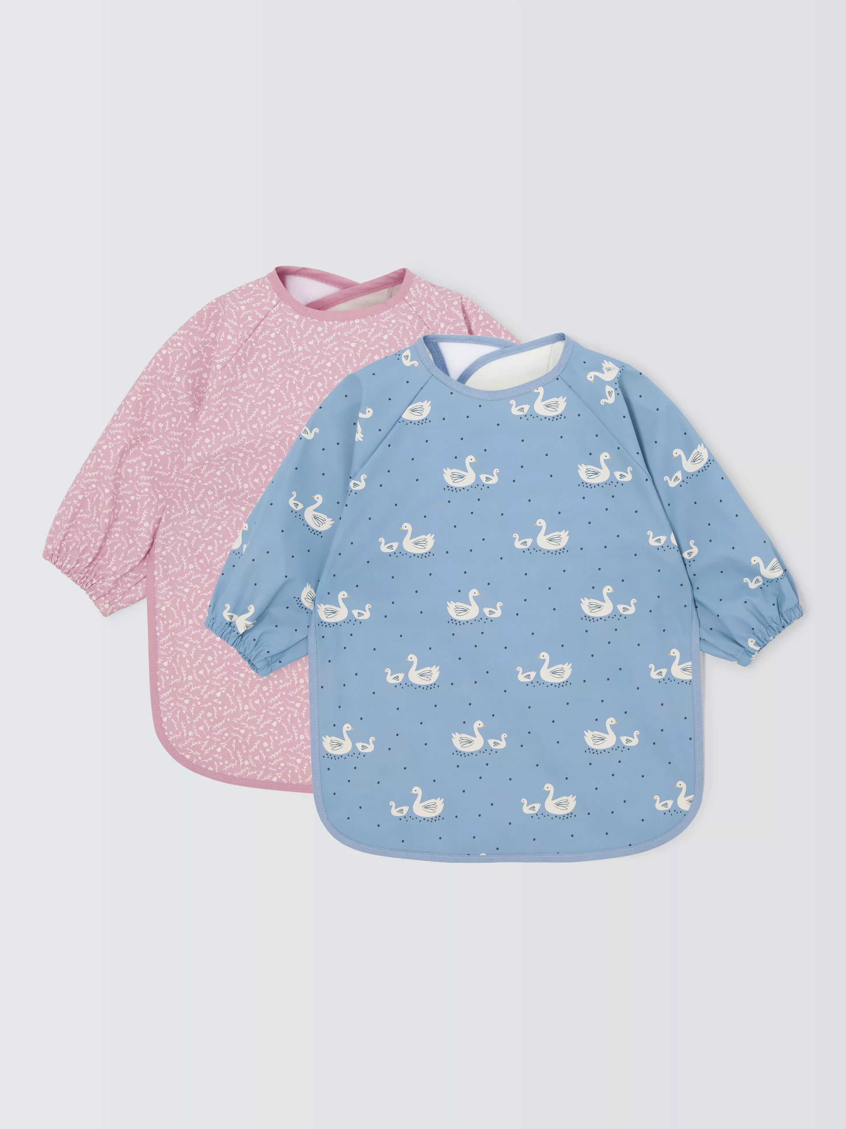 John Lewis swan print coverall weaning baby bib pack of 2 - British product